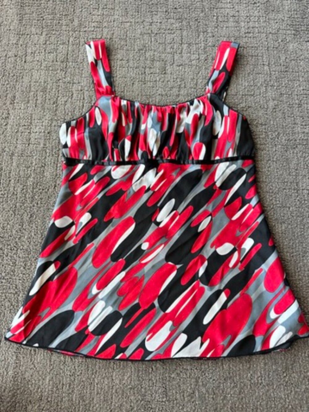 IZ Byer California Y2K Abstract Print Ruched Tank Top Bold Mod - M